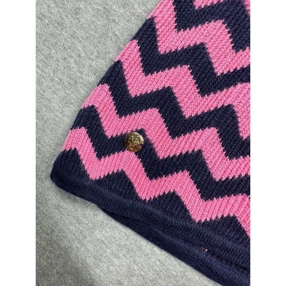 Lilly Pulitzer Little Santana Chevron Sweater Dress Pink & Navy Blue Large 8-10 - Picture 3 of 8